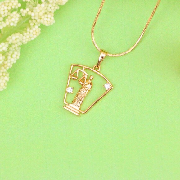 "Lady Justice Rose Gold Pendant with Crystal Accents, XPPT1588 - Picture 2 of 13